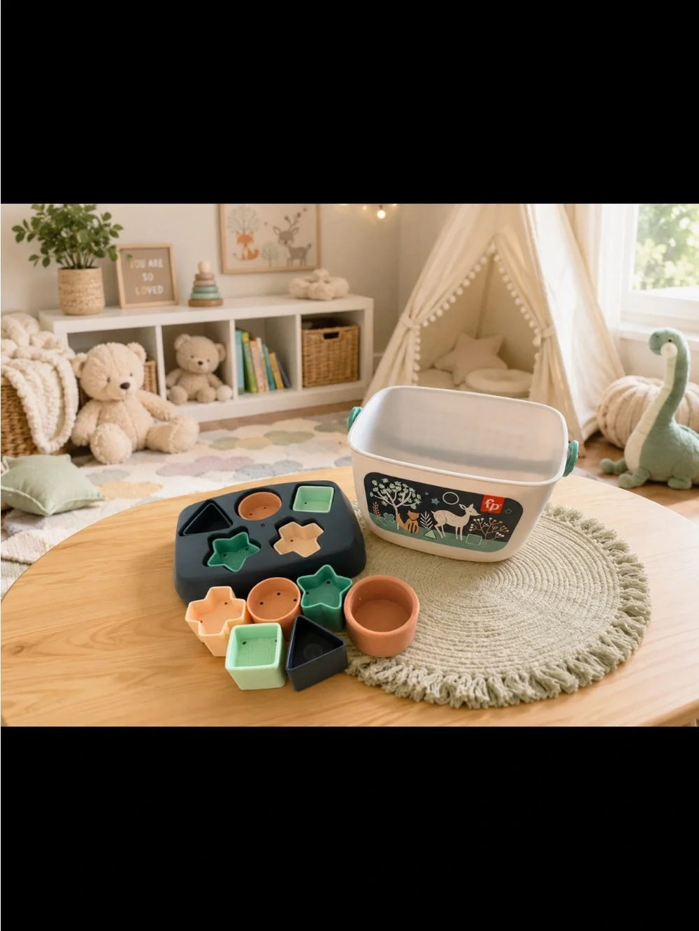 Fisher-Price Forest Shape Sorter Set - White, Navy, Green, Peach